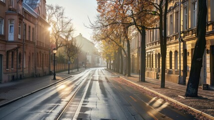 Empty Street with Golden Light