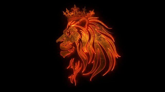Lion King Animated Neon Logo with Reveal Effect - Overlay Graphic Element