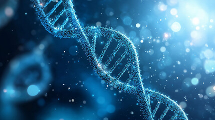 DNA structure, abstract background. Blue DNA double helix