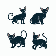 Sphynx Cat Silhouette Vector Set Animals Illustration Template