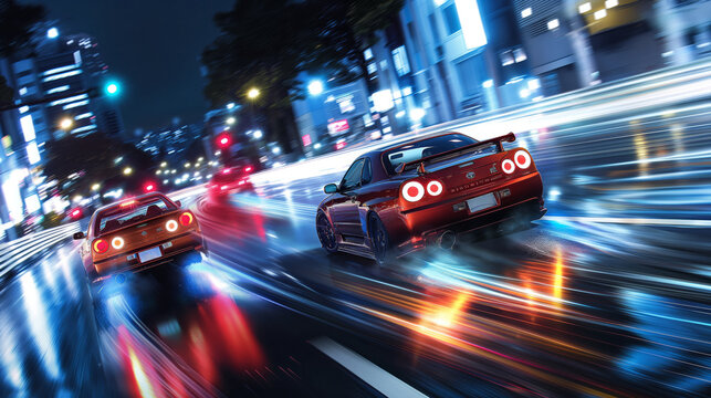 A high-speed drive through Tokyo's neon-lit streets