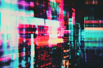Nighttime cityscape with vibrant neon lights, perfect for urban or futuristic concepts