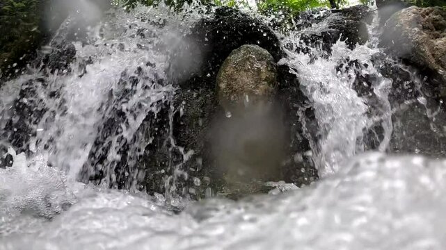 cascada en selva tropical, manantial de aguas cristalinas