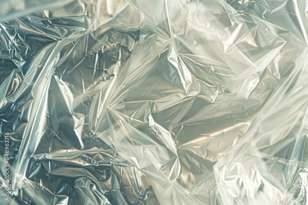 Poster A close-up shot of a bunch of shiny silver foil, ideal for use in food photography or as a background element