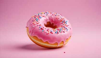 Pink 3D Donut Illustration with Sprinkles Sweet Candy Background Graphic Design
