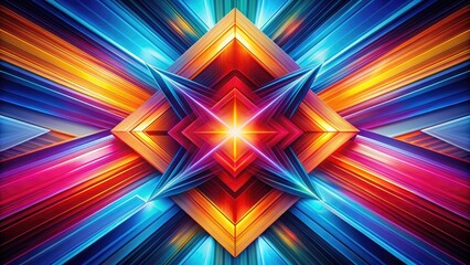 Fototapeta premium Vibrant duo-tone lines converge and diverge in a mesmerizing abstract composition, evoking dynamic movement and harmony through its geometric shapes and contrasting colors.