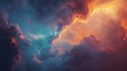Fototapeta premium Cosmic Nebula with Orange and Blue Hues