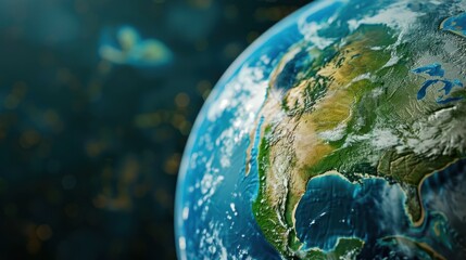 A Detailed View of North America on a 3D Globe