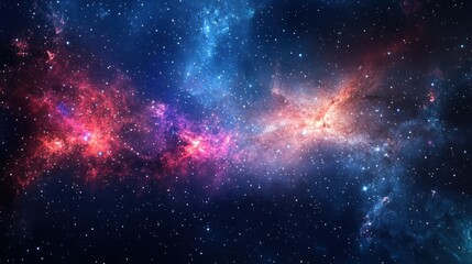 Fototapeta premium Cosmic Nebula with Scattered Stars and Glowing Gas Clouds