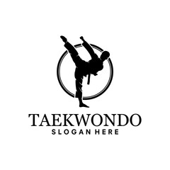 Vector taekwondo logo template. Martial arts badge. Emblem for sports events, competitions, tournaments. Silhouette of a man © Fahrul design