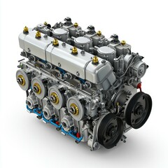 Fototapeta premium Detailed Close-Up of a Modern Car Engine