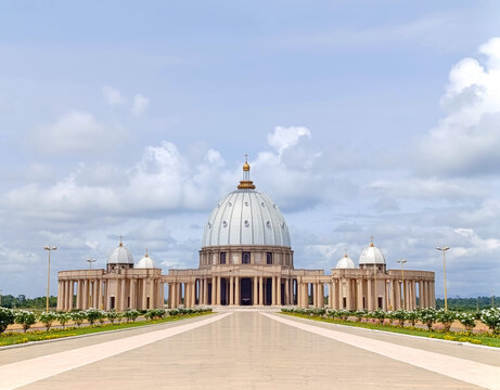 Basilica of Our Lady of Peace in Yamoussoukro under a blue sky, Ivory Coast