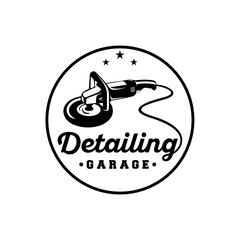 Vintage style auto polish detailing logo design template. Auto detailing polish car machine logo design vector. Auto detailing polisher car cleaning service