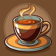 Obraz premium Cup of hot aromatic espresso coffee on transparent background.