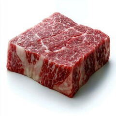 Raw marbled beef steak on white background