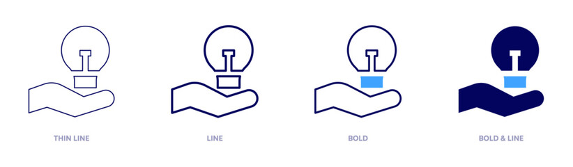 Branding idea icon in 4 different styles. Thin Line, Line, Bold, and Bold Line. Duotone style. Editable stroke