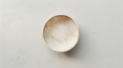 Top view clean white plate on white background with copy space 