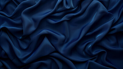 Obraz premium Crumpled dark blue silk fabric as background, top view., dark blue satin