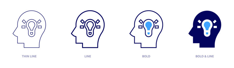 Knowledge idea icon in 4 different styles. Thin Line, Line, Bold, and Bold Line. Duotone style. Editable stroke