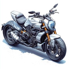 White Ducati Diavel Motorcycle Illustration