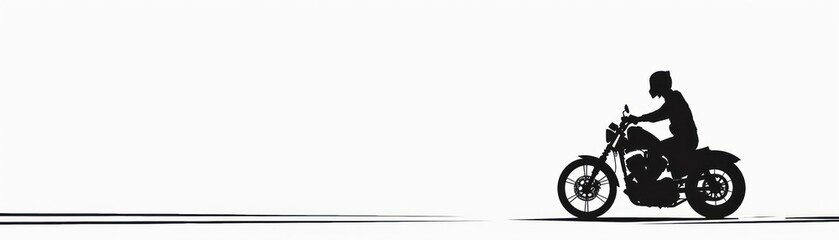 Fototapeta premium Silhouette of a Motorcyclist Riding a Motorcycle.