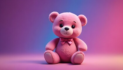 Obraz premium Cute Pink Teddy Bear Heart Colorful Animal Painting Digital Graphic Design