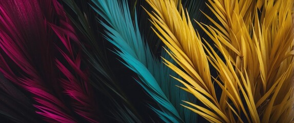Vibrant Palm Fronds with Yellow, Teal, and Magenta Hues