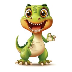 Fototapeta premium cute happy dinosaur cartoon clipart on plain white background
