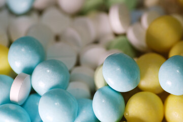 Concept of sugar candies over medicines