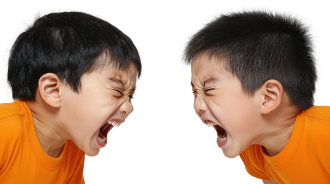Two boys yell at each other