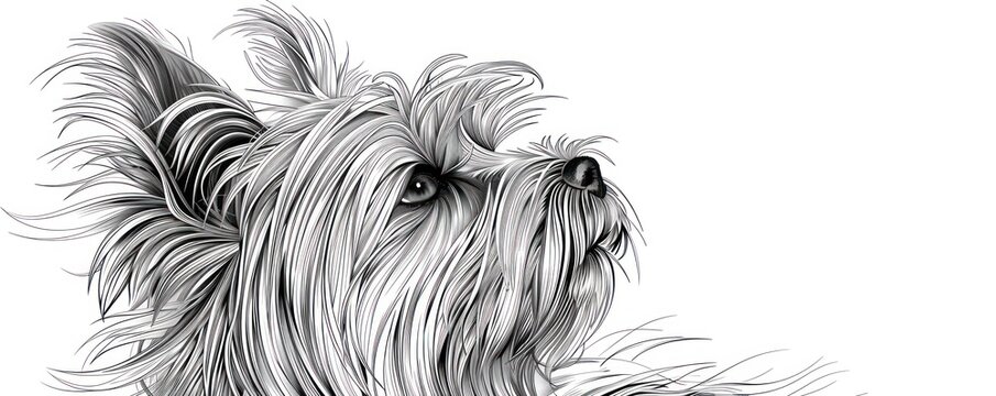 Detailed Black and White Yorkshire Terrier Portrait.