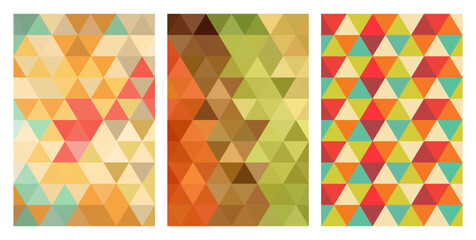 Geometric trigonal retro background set vector. Vintage background template for poster, flyer, wallpaper, card, and banner.