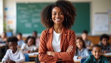 Positive learning environment with African American teacher on World Teachers' Day