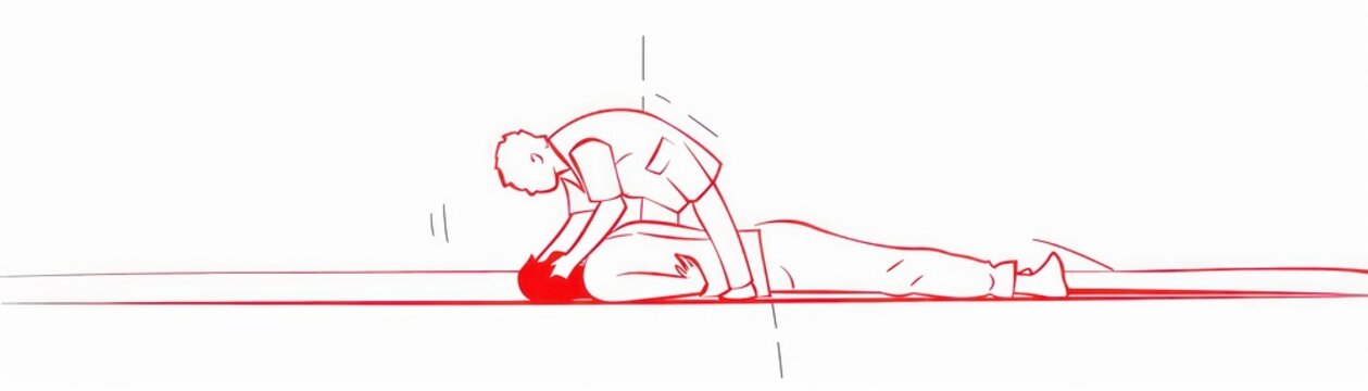 red outline person performing cpr on another clip art preview