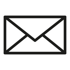 Envelope icon. Simple mail symbol. Black outline design. Minimalist vector graphic.