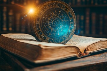 Astrology study  zodiac signs and constellations for fortune telling in a school library setting