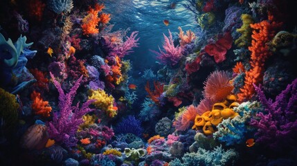 Fototapeta premium Vibrant Coral Reef with Colorful Fish and Sea Life