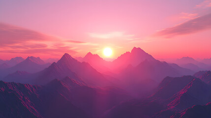 Autumn Morning on World Environment Day with Sunlit Mountain Background