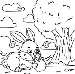 Drawing outline of a rabbit eating an apple.eps