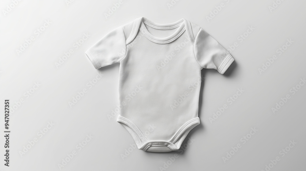 Sticker White baby onesie lying on a white background