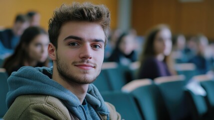 Fototapeta premium Contemplative Student in Classroom