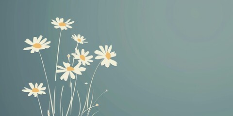 Simple Daisy Illustration on Teal Background.
