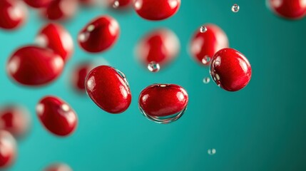 Red Kidney Beans in Mid-Air
