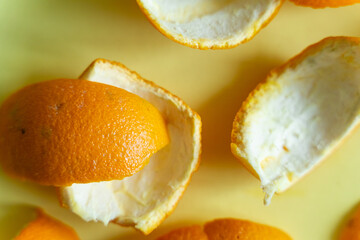a variety of fruits and vegetables food waste on-a-yellow surface
