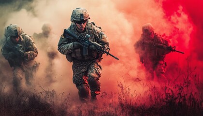 Brave soldiers engaged in combat operations during a critical mission in the field