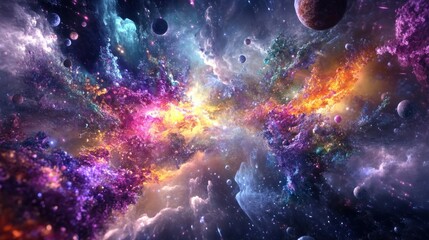 Fototapeta premium A Cosmic Dance of Stars, Planets, and Nebulae