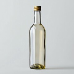 Fototapeta premium Empty Glass Wine Bottle with Gold Screw Cap on a White Background
