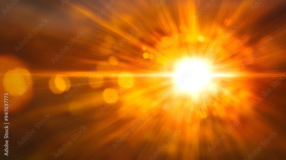 Poster conceptual image of the sun s reflection creating a dazzling bright spot on a shiny surface blurring