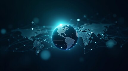 Global Network Connectivity: Digital Earth Visualization for International Business Concept