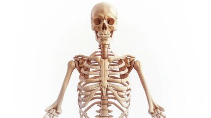 A detailed illustration of a human skeleton on a white background, suitable for medical or educational purposes